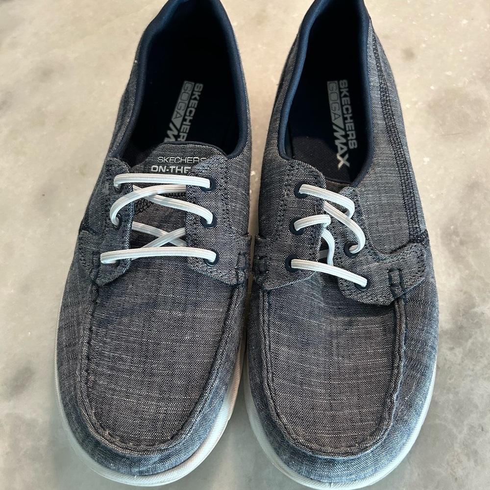 Skechers Goga Max Denim Blue Slip-On Loafers